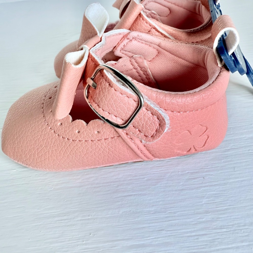 Lucky Brand MaryJane Baby Crib Shoes Blush,Faux Leather,Bow,Infant(2)3-6 MTHS - Picture 5 of 9